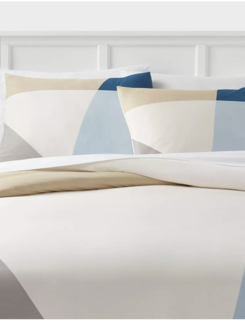 Room Essentials Twin/Twin XL 2Pc Duvet Cover Set Ivory/Blue Geo Stripe